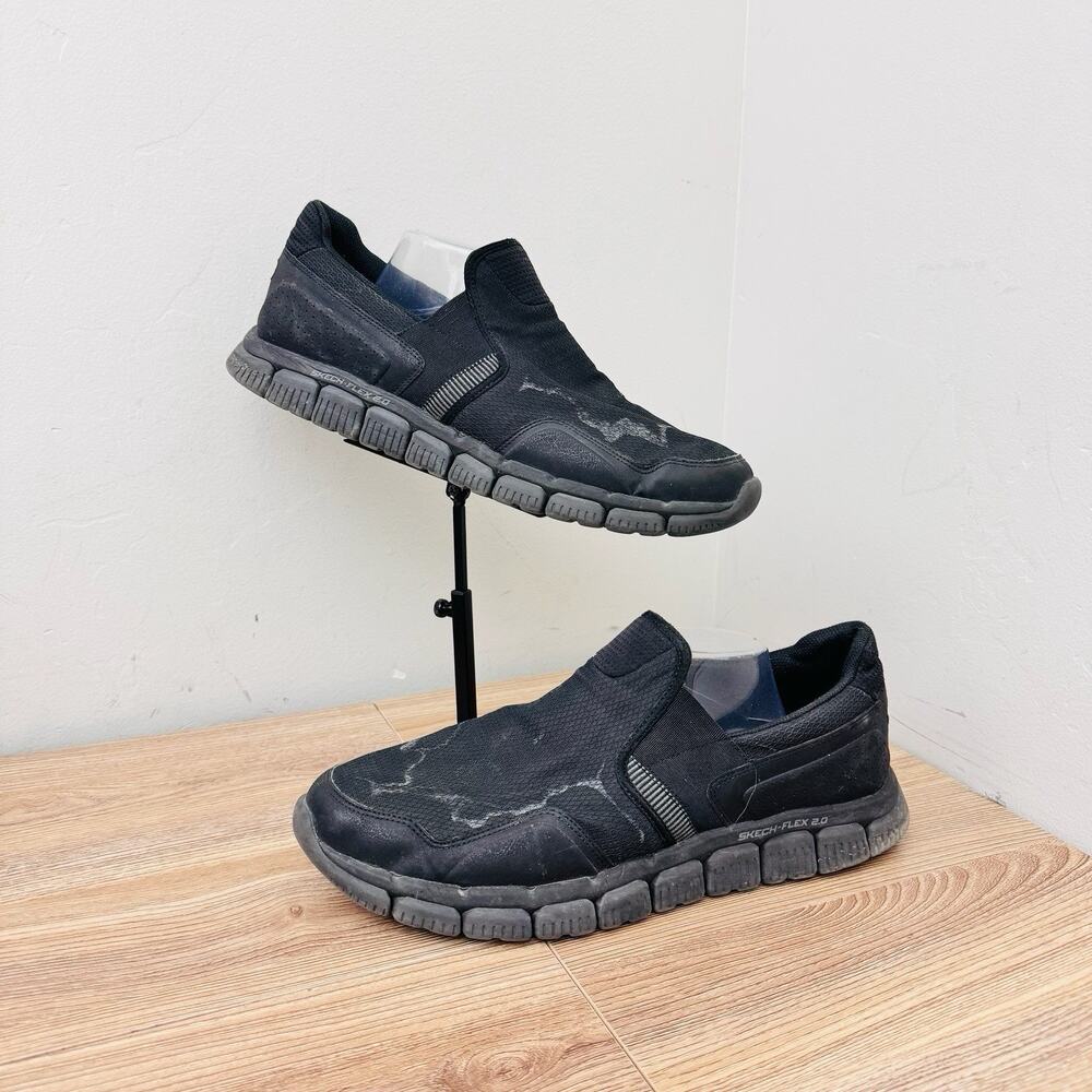 Skechers Relaxed Fit Skech-flex 2.0 Black Slip On Shoes Men’s Size 12